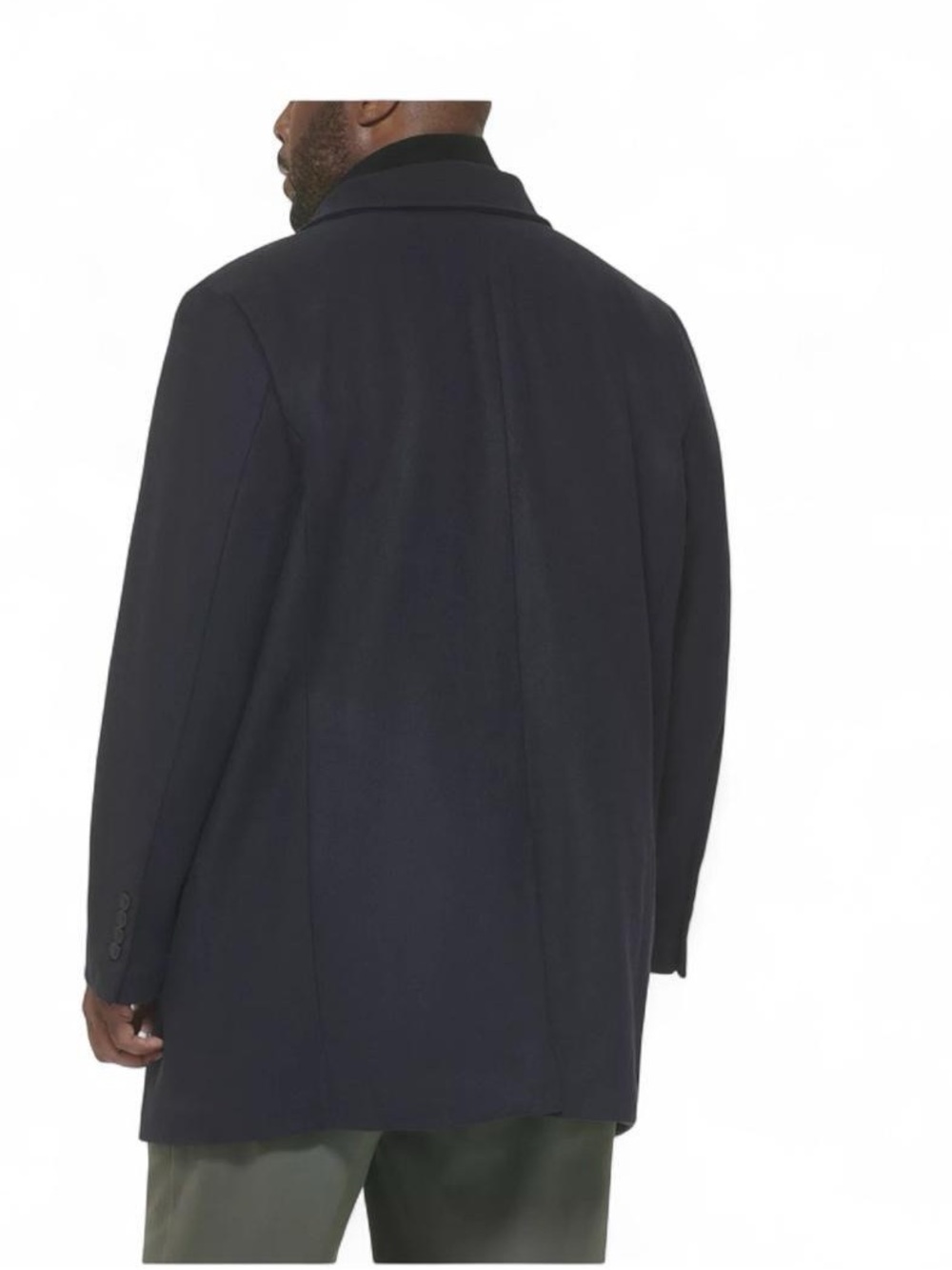 Black wool blend pea coat mid length trench coat men’s size xl - Picture 4 of 7